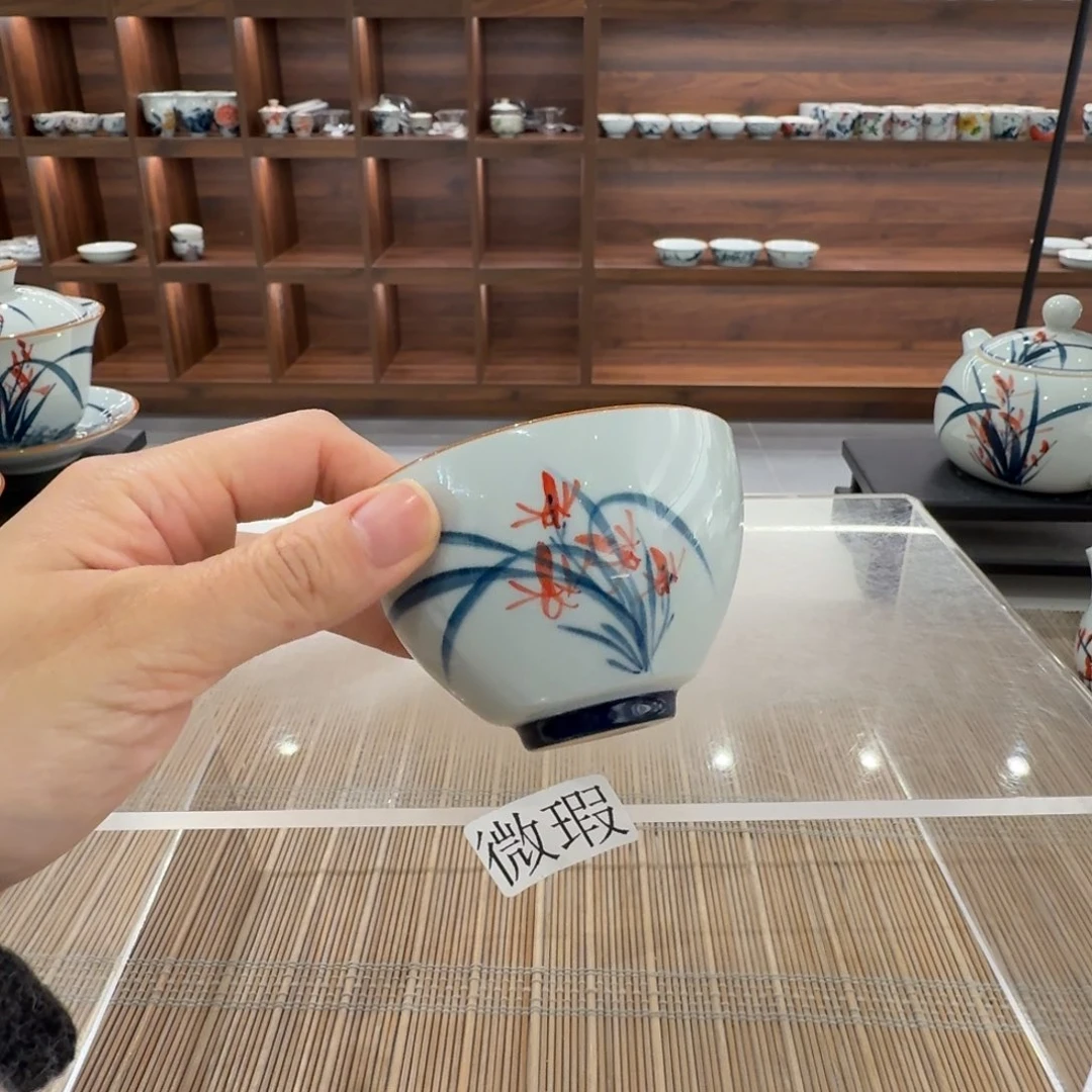 釉下手绘茶具微瑕