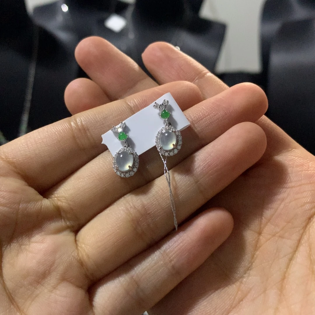 银S925镶嵌翡翠耳饰耳坠