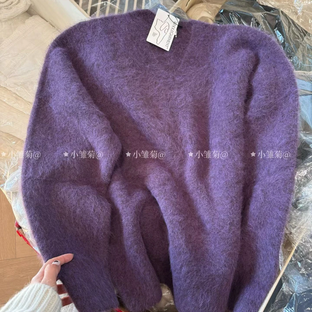 韩国正品 紫色V领毛衣 联系店铺客服购买