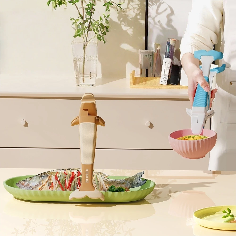 鲸鱼二合一防烫夹夹碗神器取碗夹菜钳提盘器耐高温烤盘蒸锅夹子