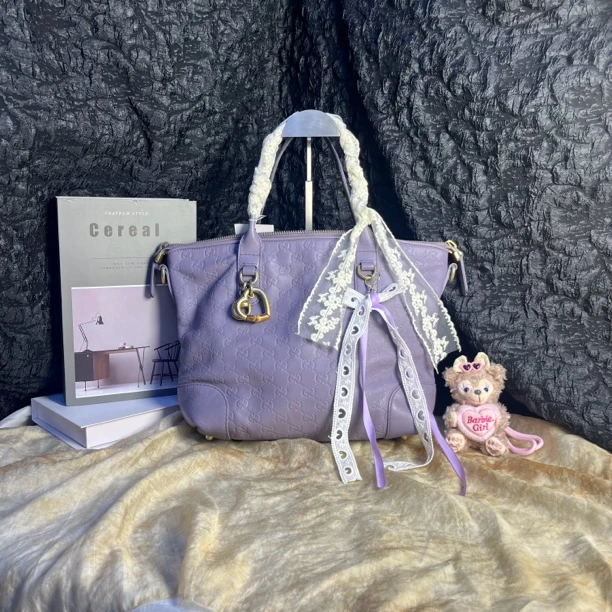 95新 GUCCI/古驰 古驰中古香芋紫托特包