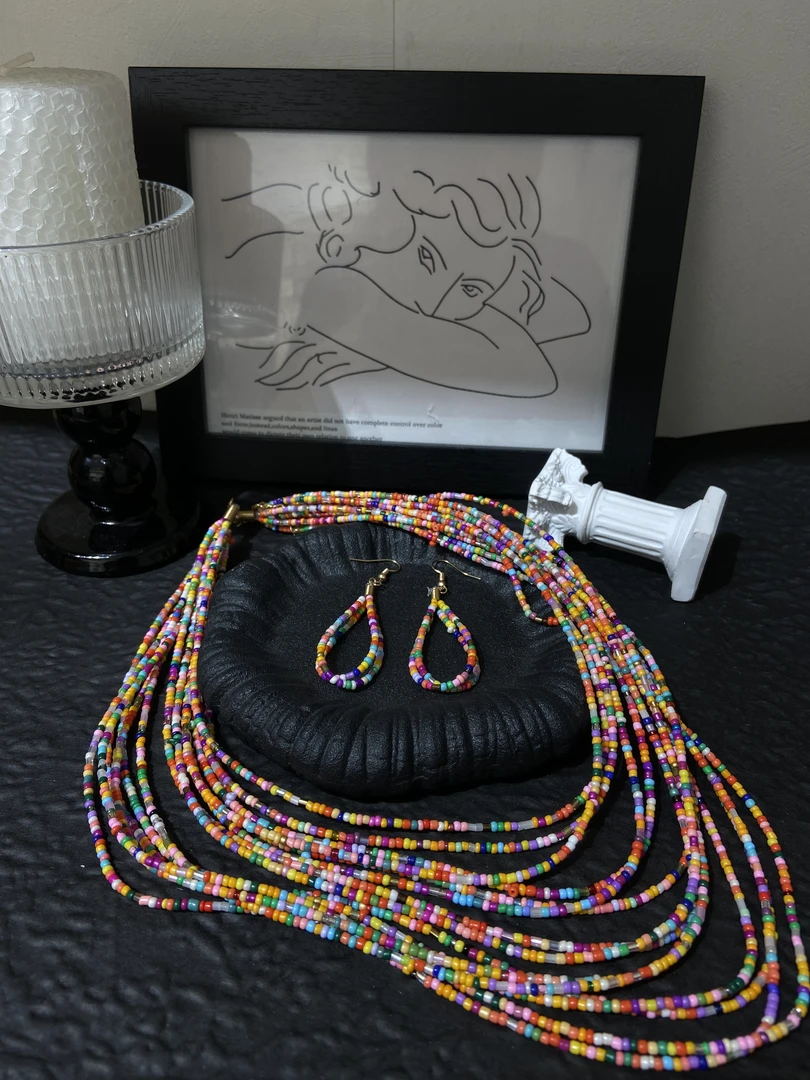 钛钢项链 非金属项链 LARVINA波西米亚风纯手工两件套