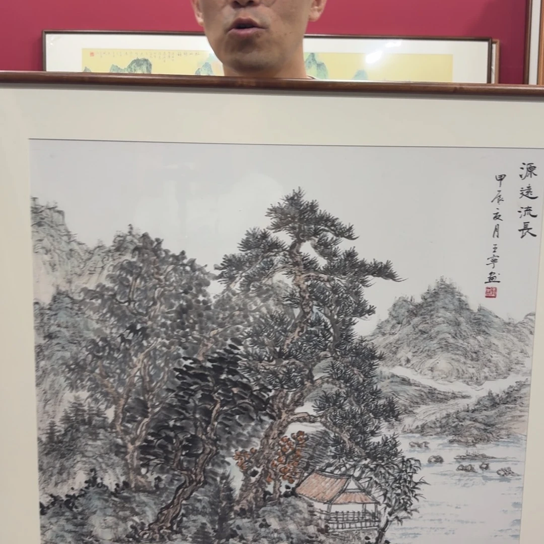 国画手绘作品带框80