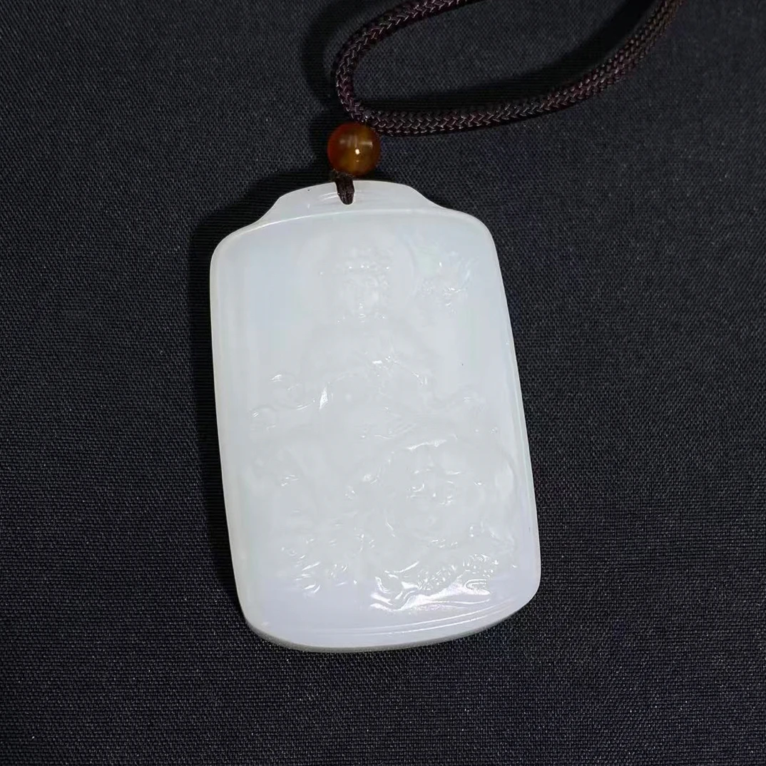 和田玉白玉观音玉牌挂件 小 (Y)