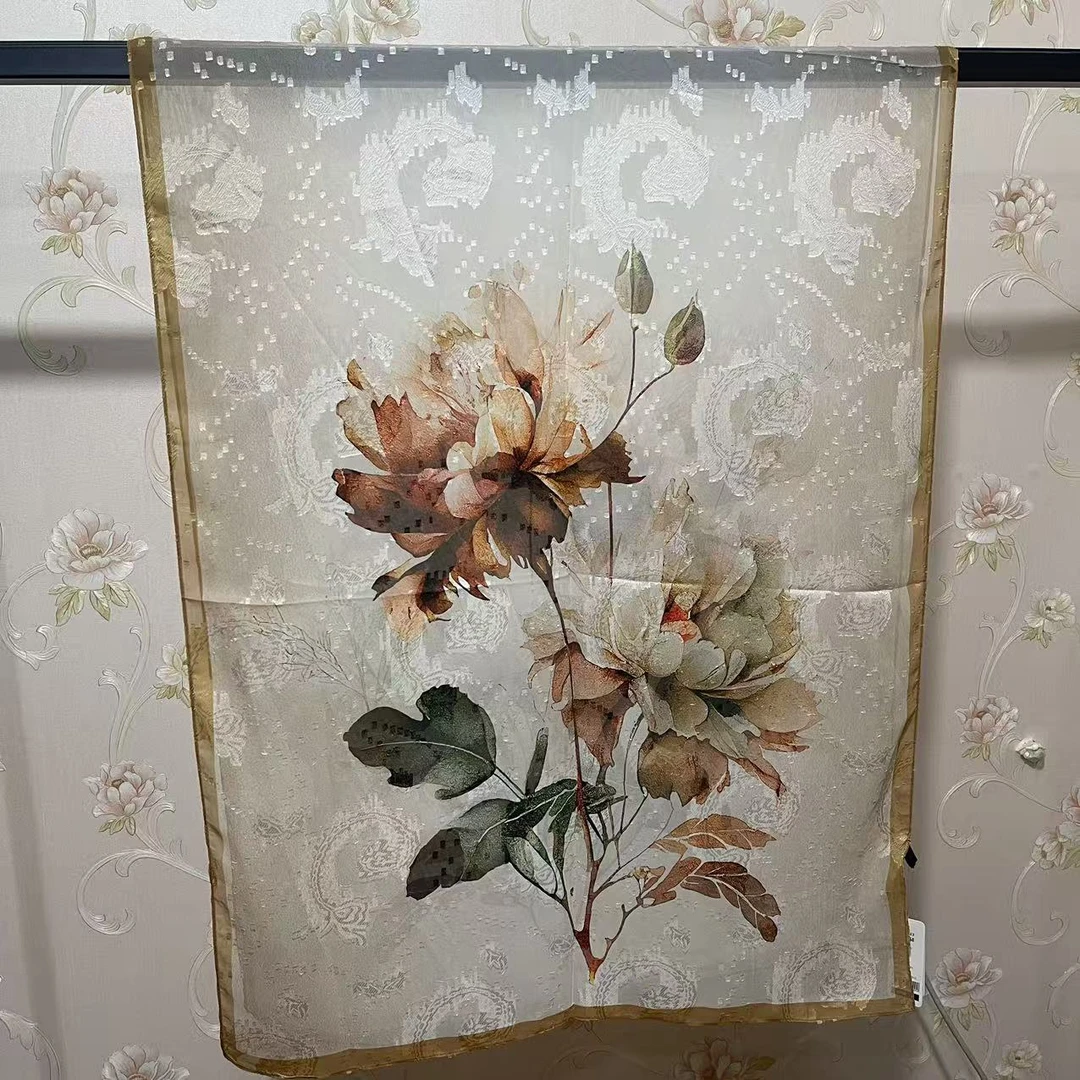 【玫瑰花开】 剪花围巾女丝巾高奢新款百搭款长70*180