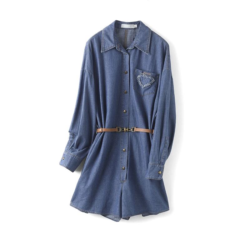 33648【然系列】牛仔绣花连衣裙RAC18539