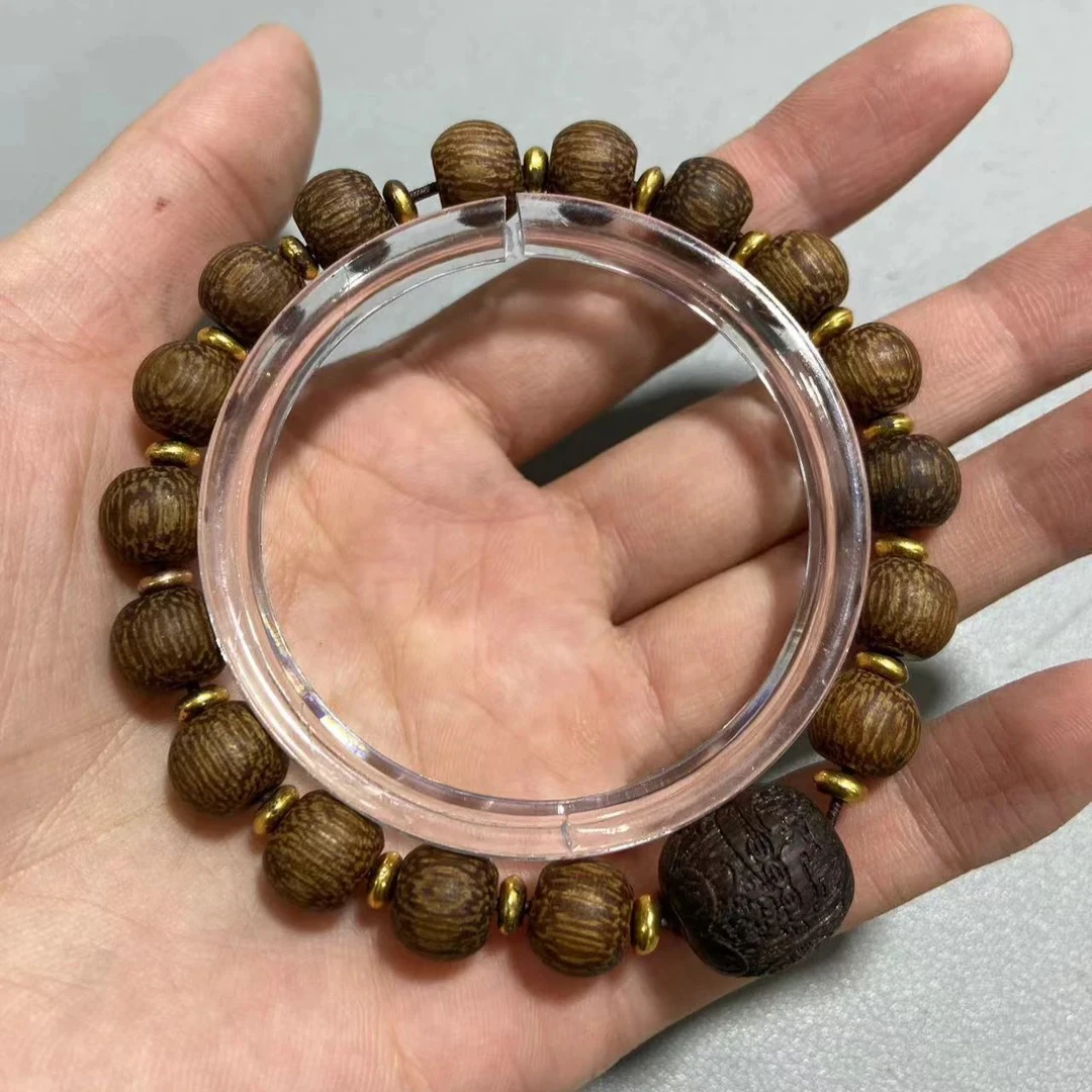 W872黑油檀香木卡1.0灯笼珠单圈手串