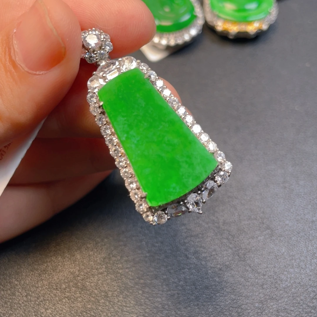 翡翠银S925镶嵌吊坠(不含链)