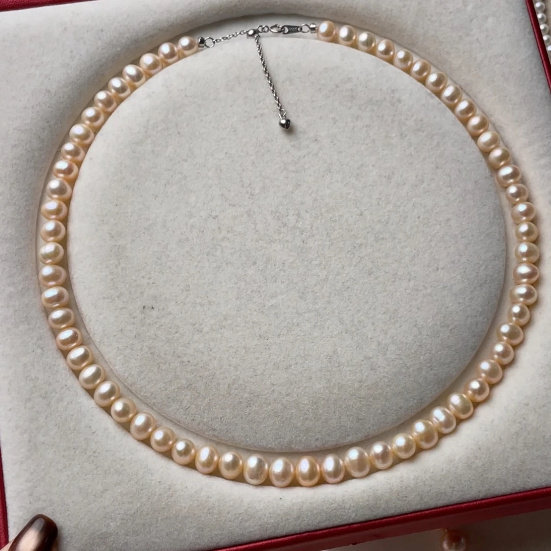 颈饰银S925镶嵌淡水珍珠7-8mm无核