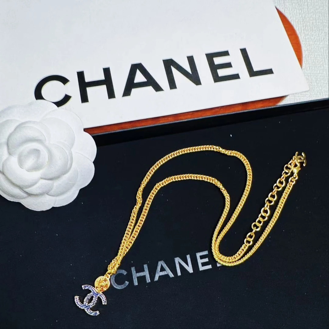 95新 Chanel/香奈儿 柚礼中古/香奈儿蓝双C吊坠项链CP503010