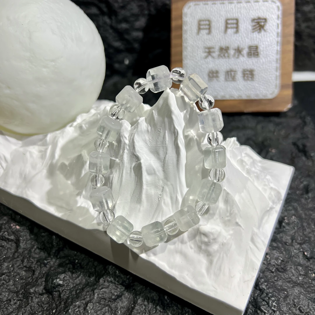 【月月家】T065天然萤石 原创白方糖萤石手串 多样性发其一