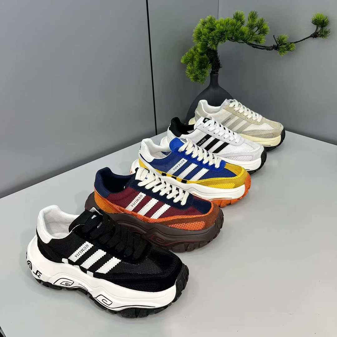 2025春季新款男士厚底增高网面超透气轻便防滑耐磨百搭舒适休闲鞋