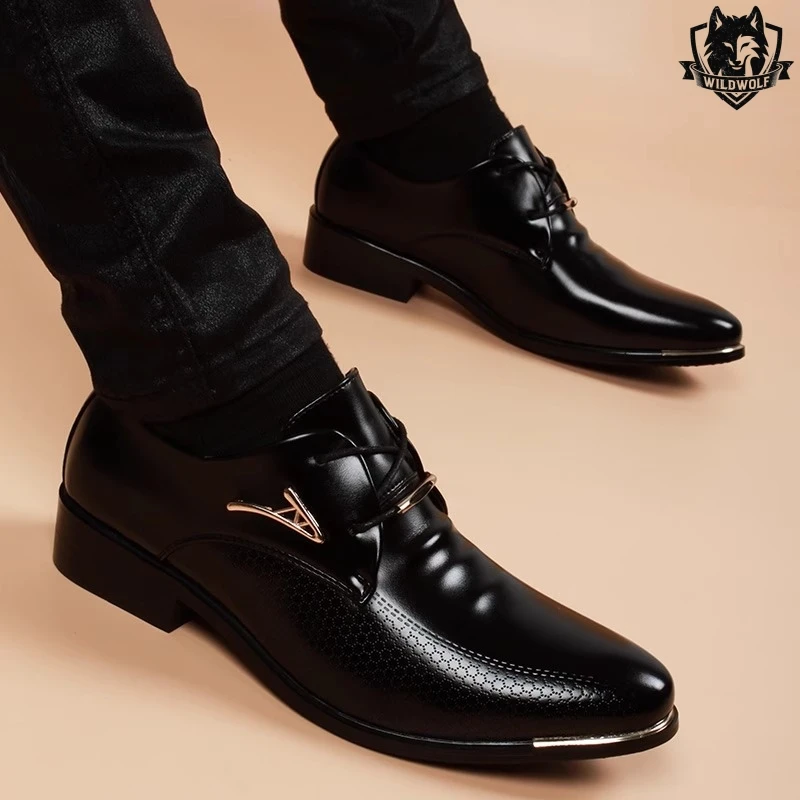 手工高端皮鞋男真皮韩版尖头内增高鞋春季青年潮英伦黑色休闲皮鞋