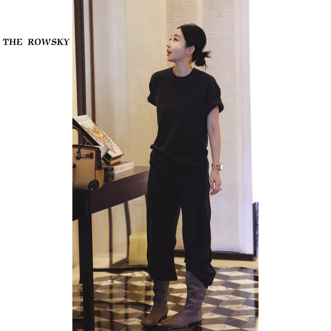 杨圣坤2025秋季新品慵懒风时尚短袖+休闲裤套装两件套SL258502