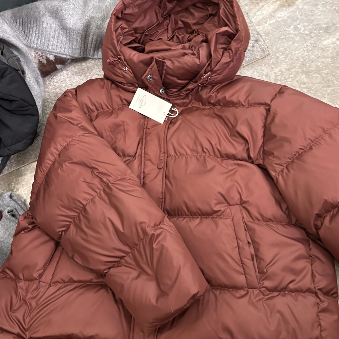 ［小小布］no退换-东大门正品v5e酒红色奶白色羽绒服