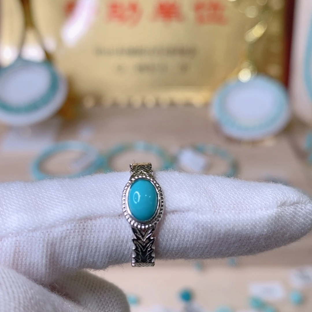 绿松石戒指银S925镶嵌