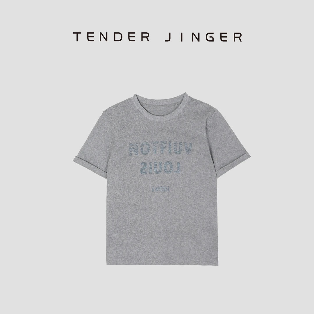 Tender Jinger圆领袖翻边印花短棉T52LSS80321