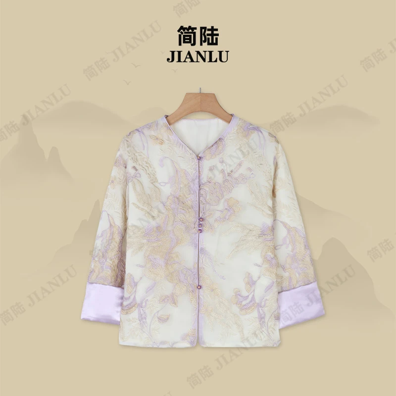 简陆【紫芸】春夏装新款圆领重工刺绣花薄款潮国风外套-9200