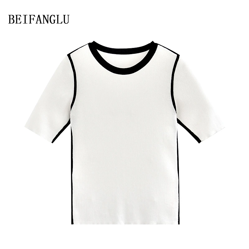 北方鹿 法式智性穿搭！莱赛尔三醋酯简约圆领薄款针织短袖女26328