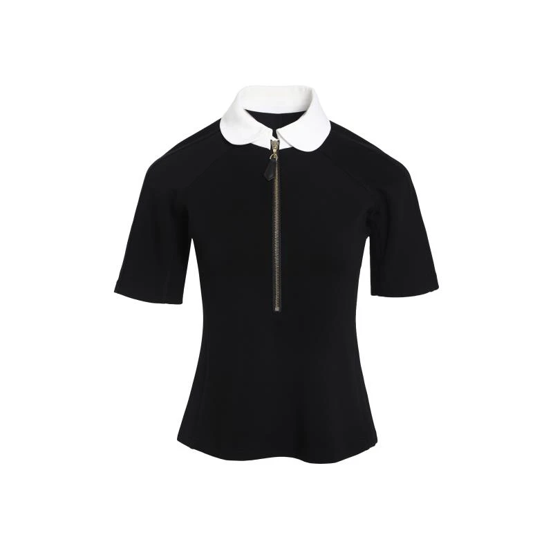 宋茜同款娃娃领上衣新款半拉链女装polo短袖女装夏季新款0039