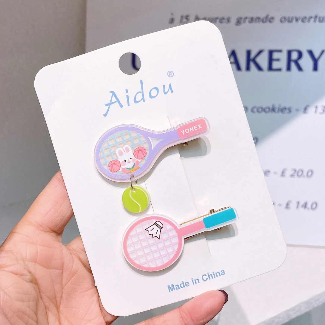 A-6567  ad 1对网球羽毛球拍趣味卡通不伤发鸭嘴夹        发圈