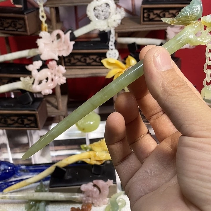 岫玉玉雕发簪未镶嵌