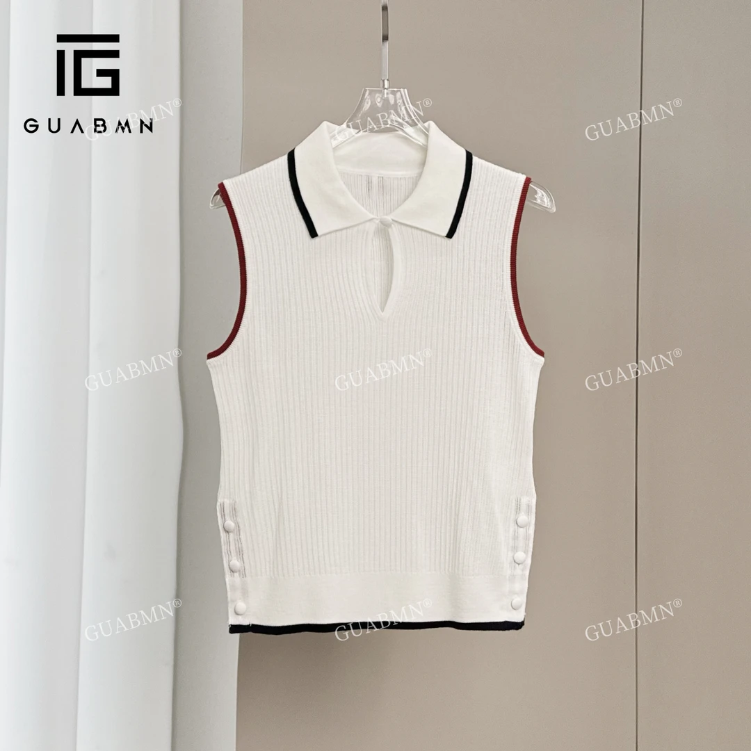 GUABMN2025夏季新款学院风撞色条纹无袖背心3992