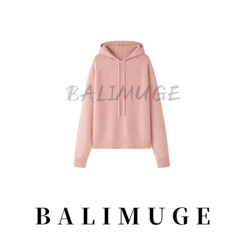 【BaLiMuge】秋冬新款加厚连帽羊绒衫宽松显瘦百搭2435