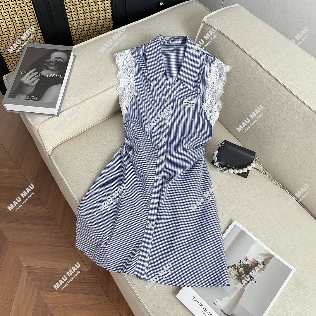 2025夏季新款蕾丝花边拼接小飞袖连衣裙 DY7582