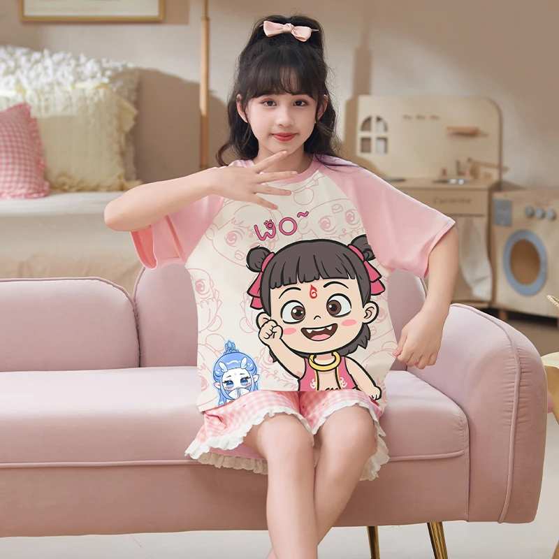 bejirog/北极绒纯棉睡衣小女孩甜美风夏季短袖家居服女童2025新款