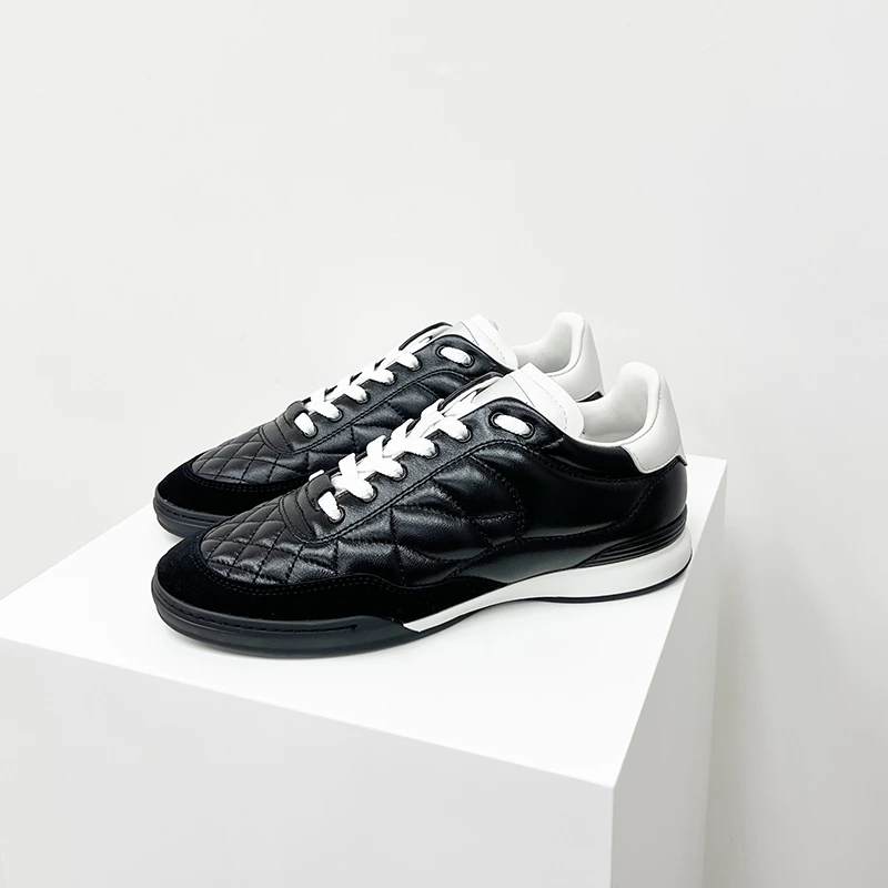 小香风德训鞋厚底圆头系带休闲板鞋运动鞋低帮真皮女鞋