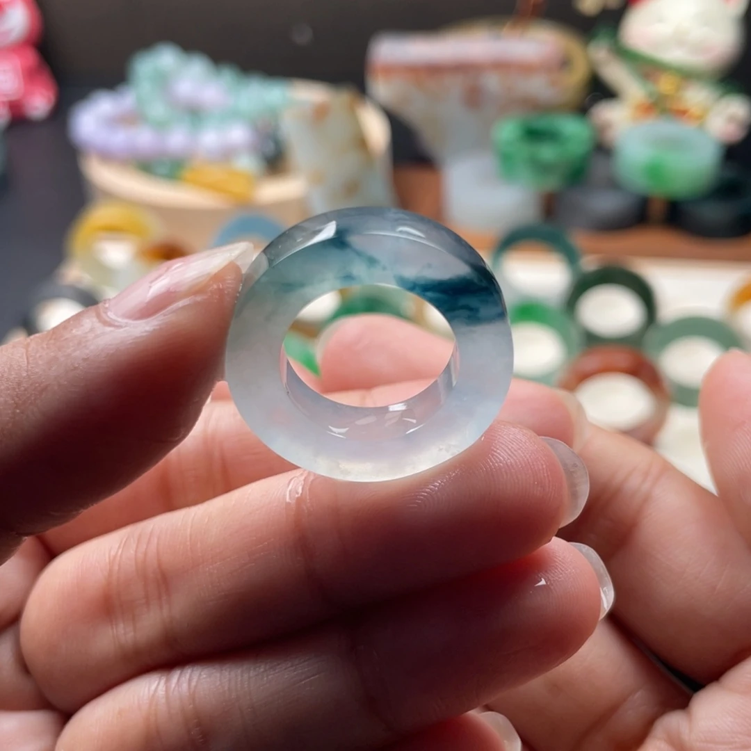 定制翡翠未镶嵌高冰飘牛仔蓝花