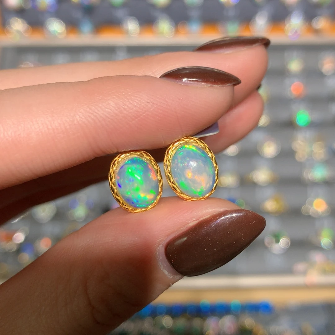 银S925镶嵌欧泊耳钉t