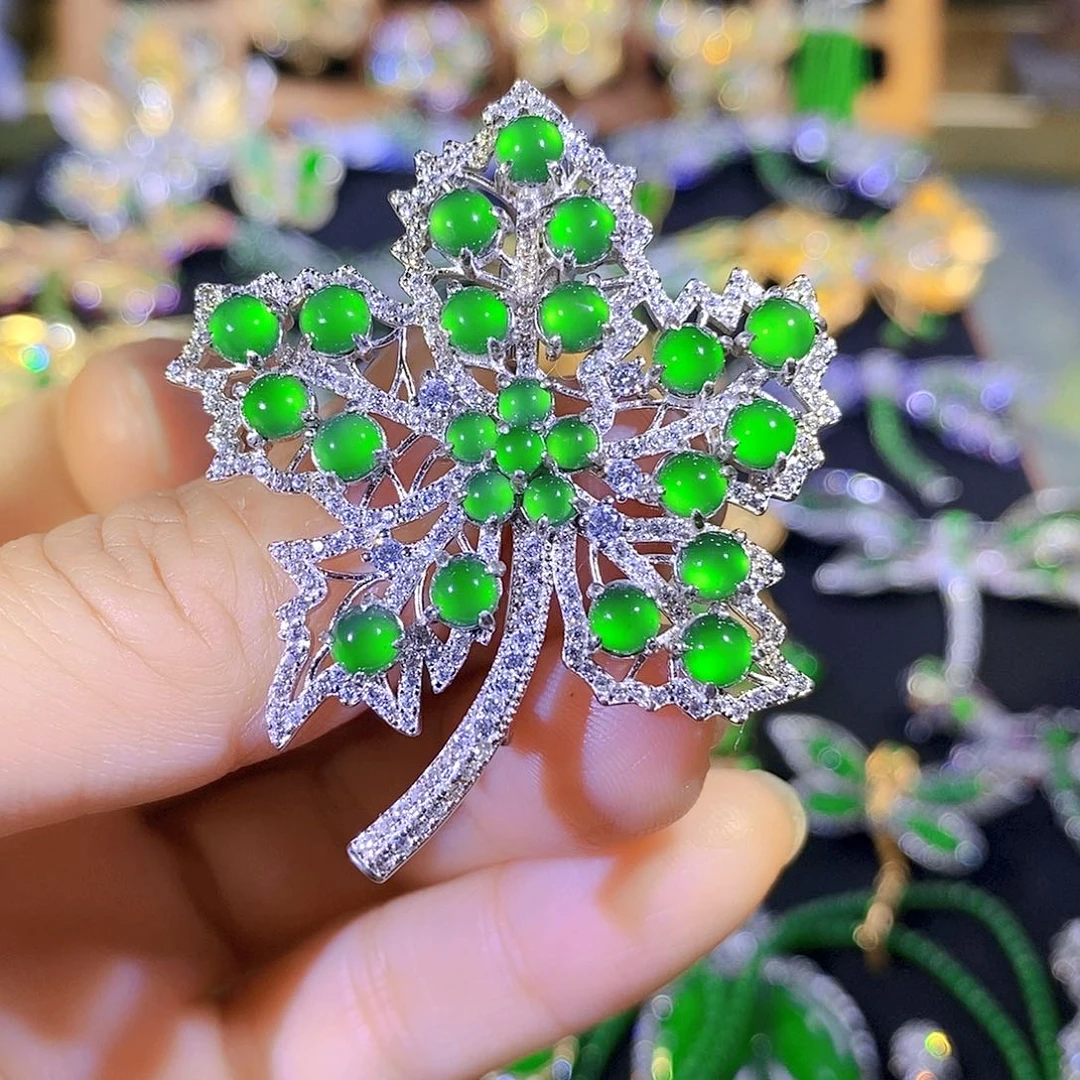 吊坠(不含链)银S925镶嵌翡翠