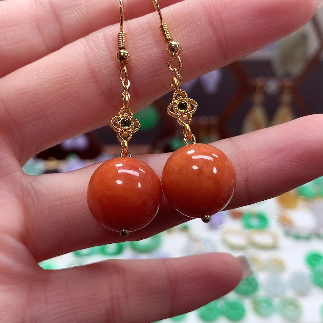 翡翠耳饰未镶嵌天然翡翠