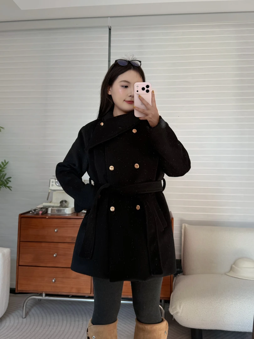 《柏林》冬季设计师气质中长款宽松毛呢外套大衣