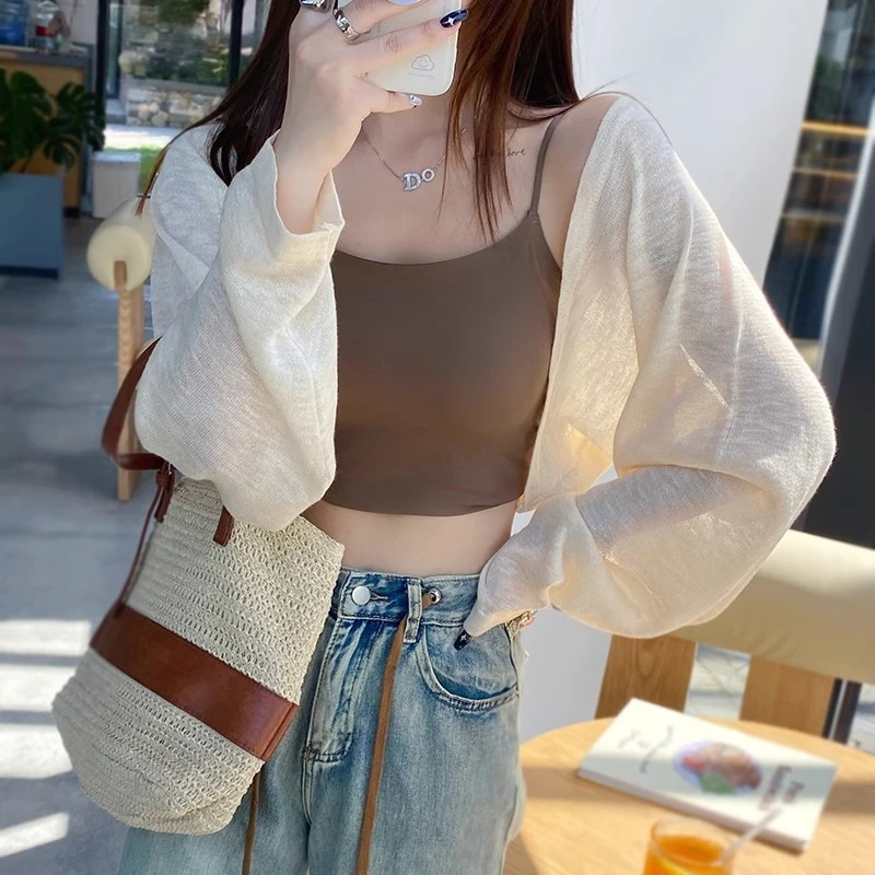 披肩外搭女防晒开衫夏季薄款罩衫小坎肩外套短款针织上衣空调衫