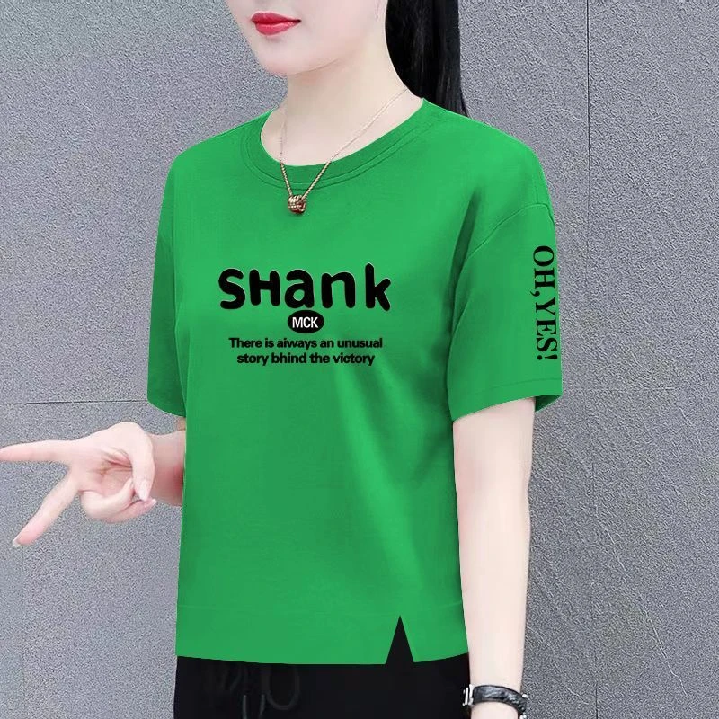 100%纯棉大码短袖T恤女2025秋季新款韩版时尚遮肚半袖宽松上衣潮