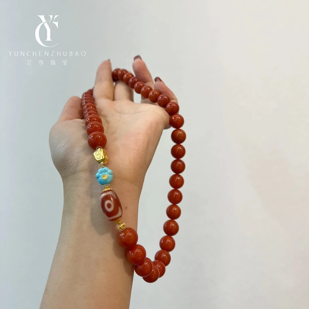 南红18k金项链 11.8mm00362