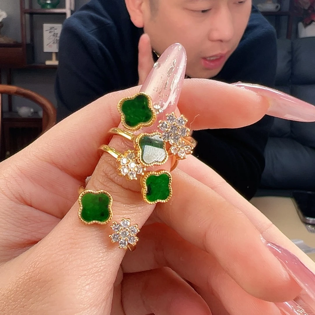 翡翠戒指银S925镶嵌多样性发货一个