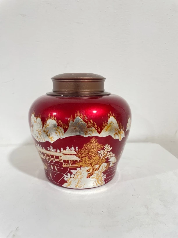 山景造物-银山钢琴烤漆茶叶罐密封罐储物罐半斤自吸盖a194