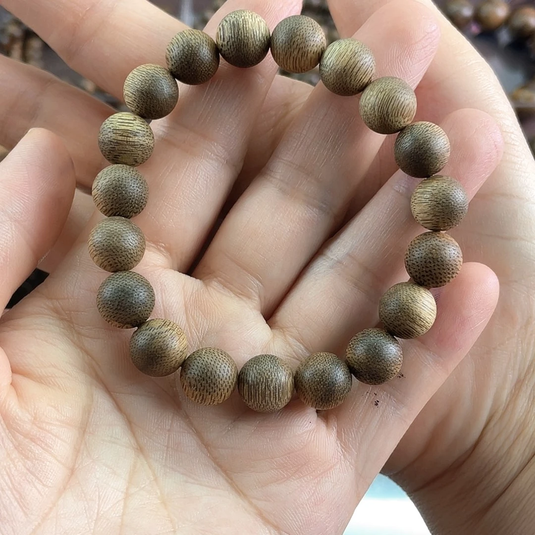 沉香手串黑**座海南莺歌绿