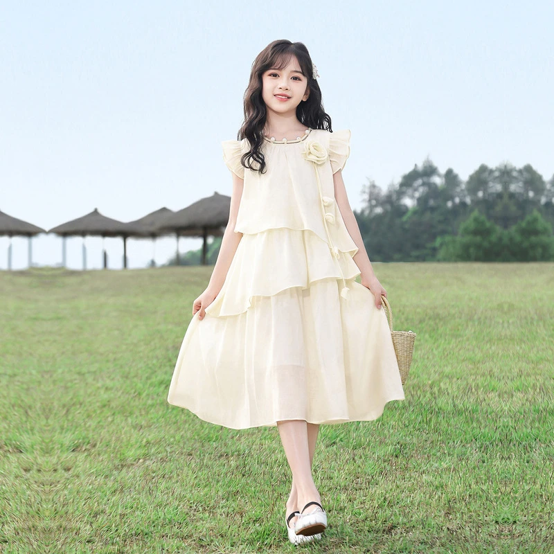 女童连衣裙2025新款夏装儿童洋气时髦公主裙夏季女孩裙子蛋糕裙子