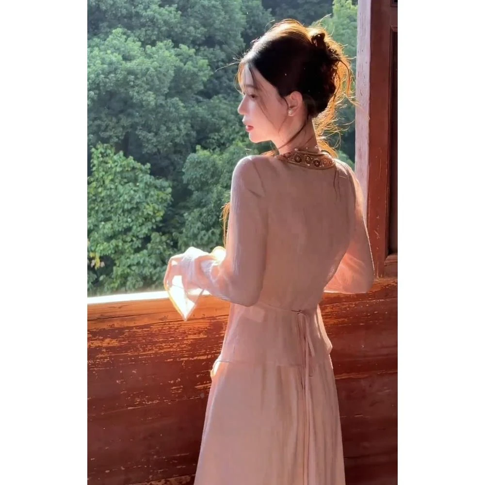 新中式国风套装女早秋新款高级感巨好看粉色衬衫半身裙超火两件套