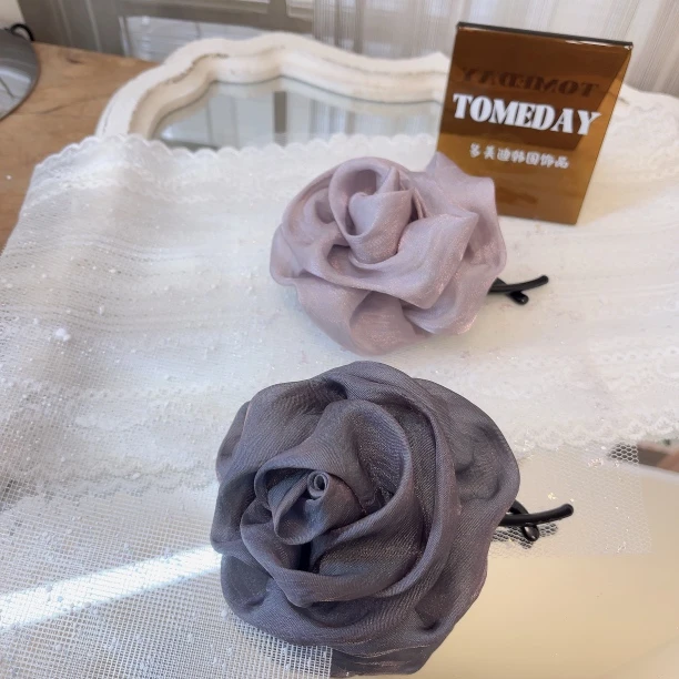 W618韩系设计春夏简约玫瑰花花扭扭夹