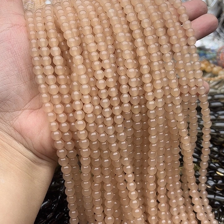 玛瑙/玉髓未镶嵌珠宝半成品2条6mm藕粉