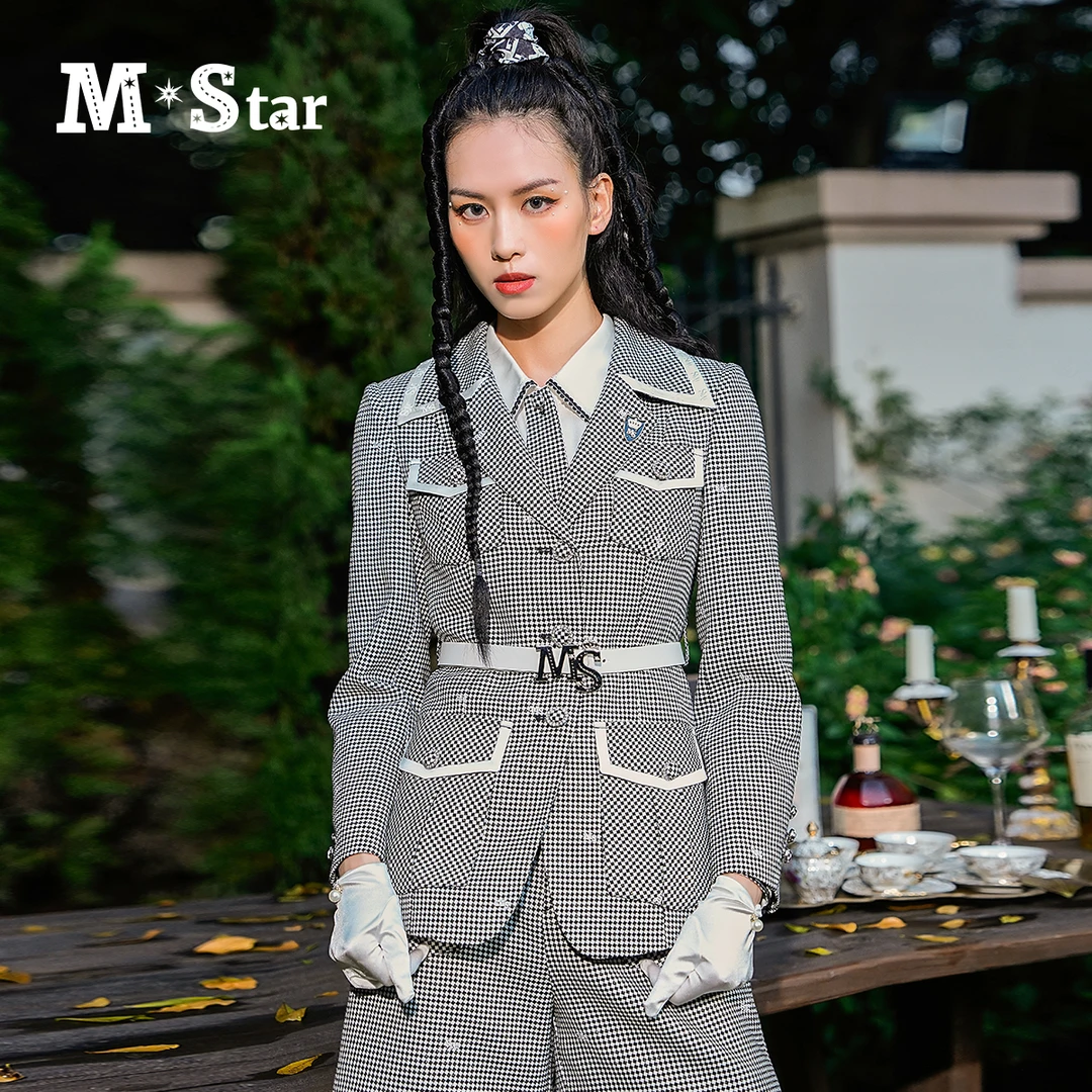 【九月专属】M-Star法式千鸟格收腰西装外套SEBG112560