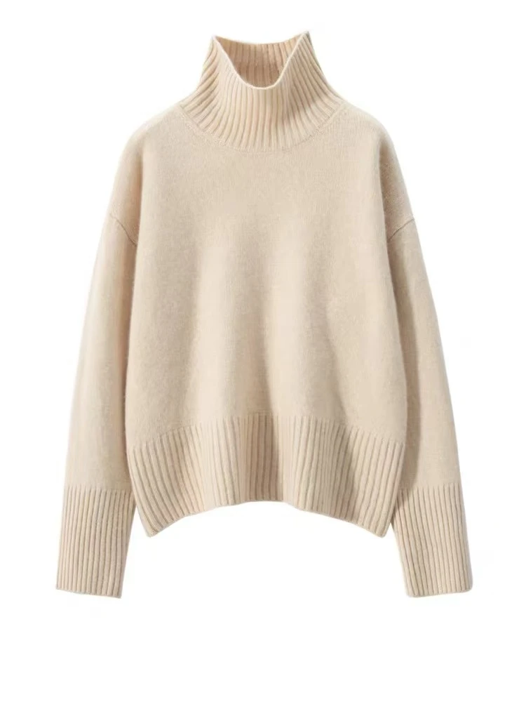 [301-305]秋冬半高领纯色薄款宽松加厚高领毛针织韩版羊绒衫
