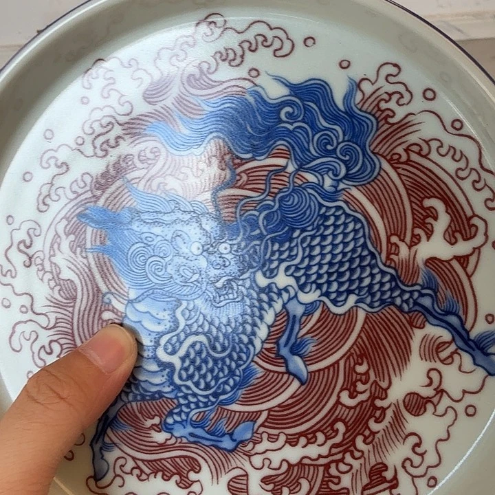 瓷片景德镇麒麟踏浪大壶承