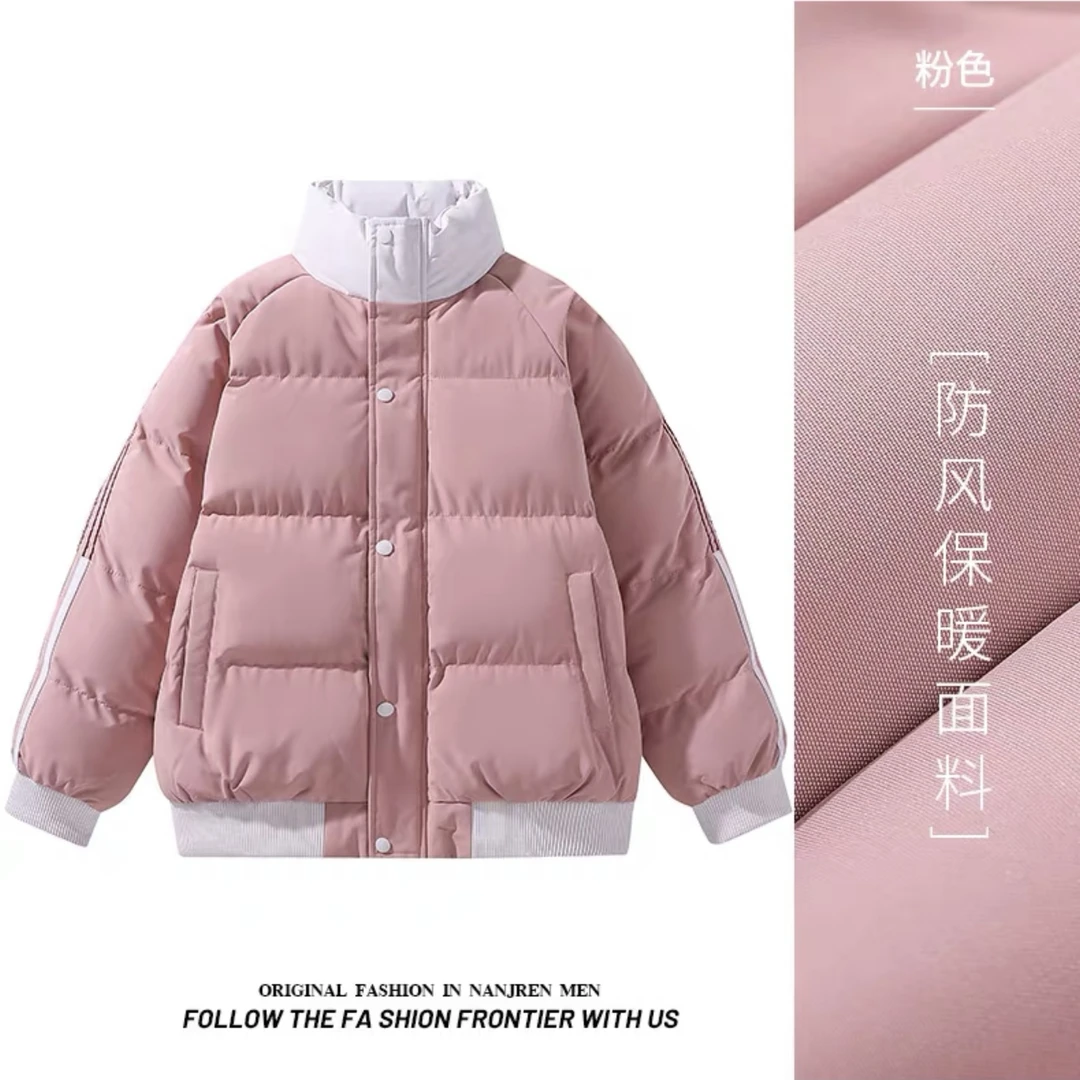 撞色拉条加厚立领棉服-MY11